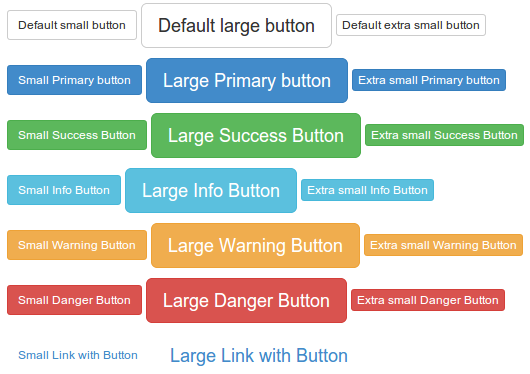 Botones de diferentes tamaños